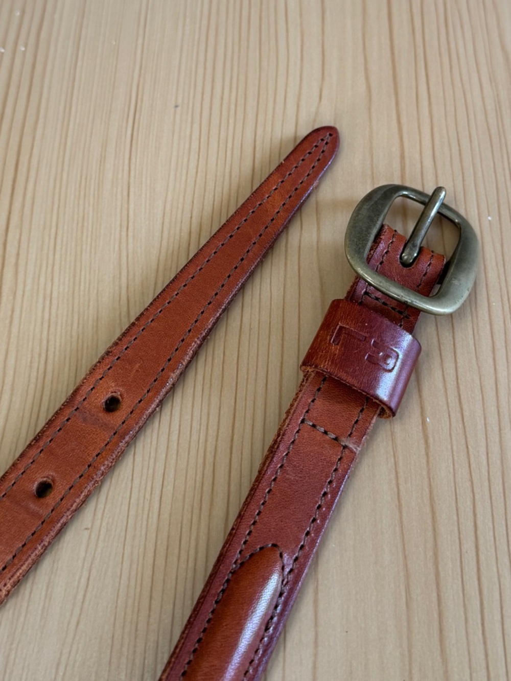 Vintage 80s Ralph Lauren Tan Vaccheta Leather Belt RL Stamp Italy Size 30” - Picture 7 of 11